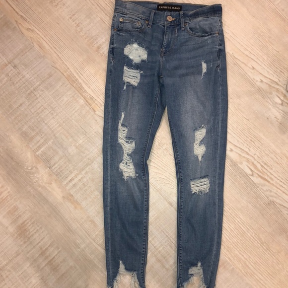 ❗️SOLD❗️Express Distressed Mid-Rise Legging Jeans - Picture 1 of 7